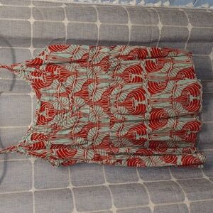 Red Turquoise print tank top